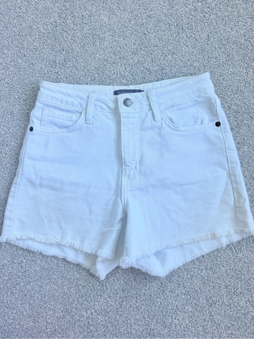 Just USA White Frayed Hem Denim Shorts